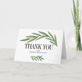 Waterverf Greenery Leaves Wedding Hartelijk dank Bedankkaart