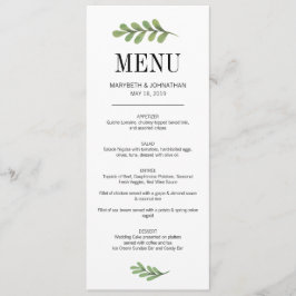 Waterverf Greenery Leaves Wedding Menu Card