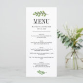 Waterverf Greenery Leaves Wedding Menu Card (Staand voorkant)
