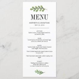 Waterverf Greenery Leaves Wedding Menu Card