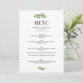 Waterverf Greenery Leaves Wedding Menu Card (Staand voorkant)