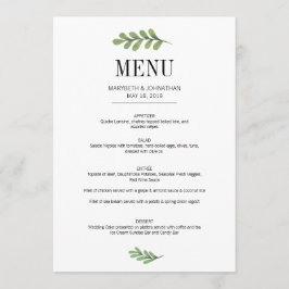 Waterverf Greenery Leaves Wedding Menu Card