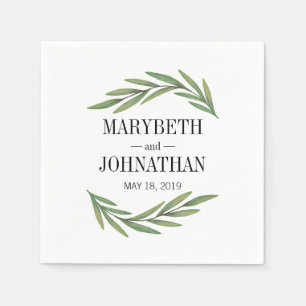 Waterverf Greenery Leaves Wedding Paper Napkins Servet