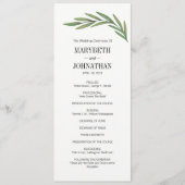 Waterverf Greenery Leaves Wedding Program Card Programmakaart (Voorkant)