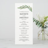 Waterverf Greenery Leaves Wedding Program Card Programmakaart (Staand voorkant)