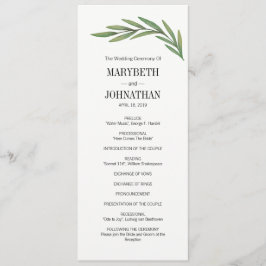 Waterverf Greenery Leaves Wedding Program Card Programmakaart