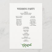Waterverf Greenery Leaves Wedding Program Card Programmakaart (Achterkant)