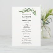 Waterverf Greenery Leaves Wedding Program Card Programmakaart (Staand voorkant)