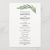 Waterverf Greenery Leaves Wedding Program Card Programmakaart (Voorkant)