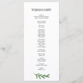 Waterverf Greenery Leaves Wedding Program Card Programmakaart (Achterkant)