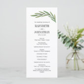 Waterverf Greenery Leaves Wedding Program Card Programmakaart (Staand voorkant)