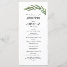 Waterverf Greenery Leaves Wedding Program Card Programmakaart