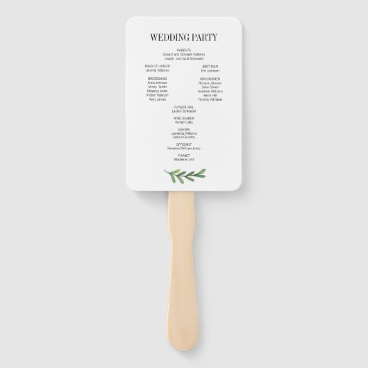 Waterverf Greenery Leaves Wedding Program Fans Handwaaier (Achterkant)