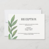 Waterverf Greenery Leaves Wedding Reception Kaart (Voorkant)