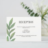 Waterverf Greenery Leaves Wedding Reception Kaart (Staand voorkant)