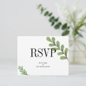 Waterverf Greenery Leaves Wedding RSVP Briefkaart (Staand voorkant)