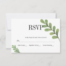 Waterverf Greenery Leaves Wedding RSVP Kaart