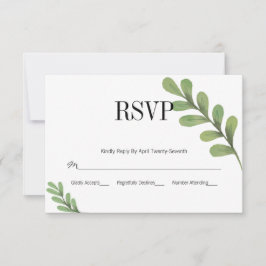 Waterverf Greenery Leaves Wedding RSVP Kaart