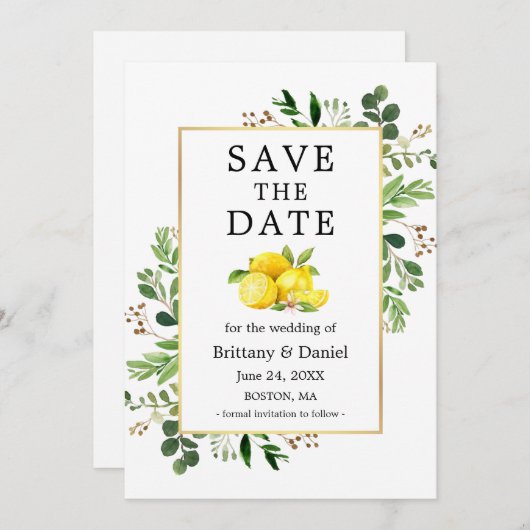 Waterverf Greenery Lemons sparen de Kaart van de D (Voorkant / Achterkant)