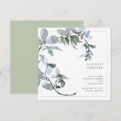 Waterverf Greenery Light Blue Floral Save The Date (Voorkant / Achterkant)