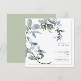 Waterverf Greenery Light Blue Floral Save The Date