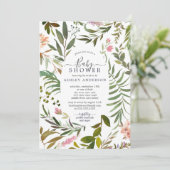 Waterverf Greenery Lijst Botanisch Baby shower Kaart (Staand voorkant)