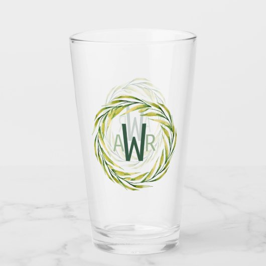 Waterverf Greenery Lijst Monogram ID667 Glas (Voorkant)
