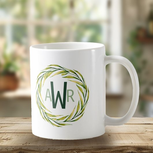 Waterverf Greenery Lijst Monogram ID667 Koffiemok