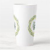Waterverf Greenery Lijst Monogram ID667 Latte Mok (Voorkant)
