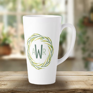 Waterverf Greenery Lijst Monogram ID667 Latte Mok