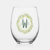 Waterverf Greenery Lijst Monogram ID667 Wijnglas Zonder Voet (Voorkant)
