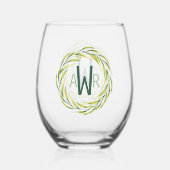 Waterverf Greenery Lijst Monogram ID667 Wijnglas Zonder Voet (Achterkant)