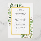 Waterverf Greenery Lijst Wedding Folie Uitnodiging (Voorkant)