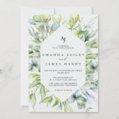 Waterverf Greenery Lijst Winter Wedding Party Kaart (Voorkant)