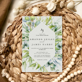 Waterverf Greenery Lijst Winter Wedding Party Kaart