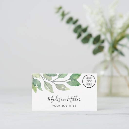 Waterverf Greenery Logo Visitekaartje (Staand voorkant)