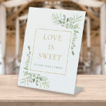 Waterverf Greenery Love is Swee Reclamebord Met Voetstuk<br><div class="desc">Deze elegante groene liefde is een lief teken dat perfect is voor alle feestelijkheden. Ontworpen door: Thisnotme©</div>