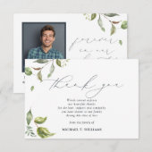 Waterverf Greenery Memorial Foto Bedankkaart (Voorkant / Achterkant)