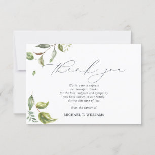 Waterverf Greenery Memorial Foto Bedankkaart