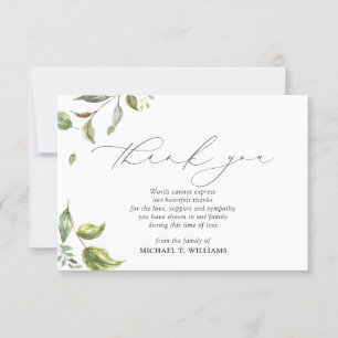 Waterverf Greenery Memorial Foto Dank u kaart