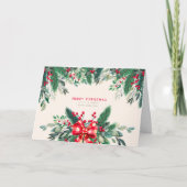 Waterverf greenery Merry Kerstmis Kaart (Voorkant)