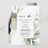 Waterverf Greenery met Gold We Wedding Kaart (Voorkant / Achterkant)