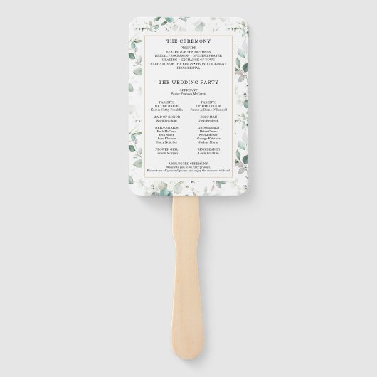 Waterverf Greenery met Gold Wedding Hand Fan Handwaaier (Achterkant)