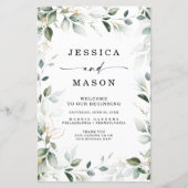 Waterverf Greenery met Gold Wedding Program (Voorkant)