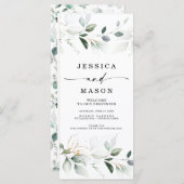 Waterverf Greenery met Gold Wedding Program Programmakaart (Voorkant / Achterkant)