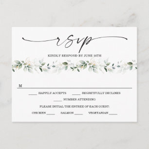 Waterverf Greenery met Gold Wedding RSVP Briefkaart