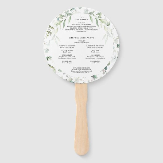 Waterverf Greenery met gouden weddenschap Handwaaier (Achterkant)