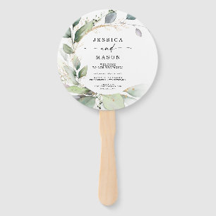 Waterverf Greenery met gouden weddenschap Handwaaier