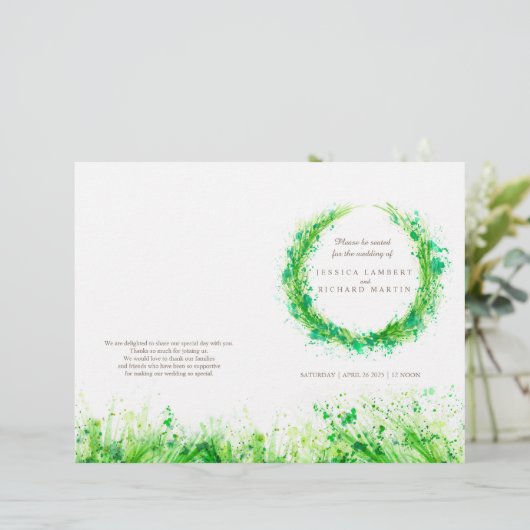 Waterverf greenery met het grote trouwprogramma (Staand voorkant)