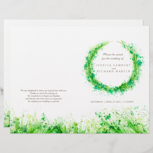 Waterverf greenery met het grote trouwprogramma (Voorkant / Achterkant)
